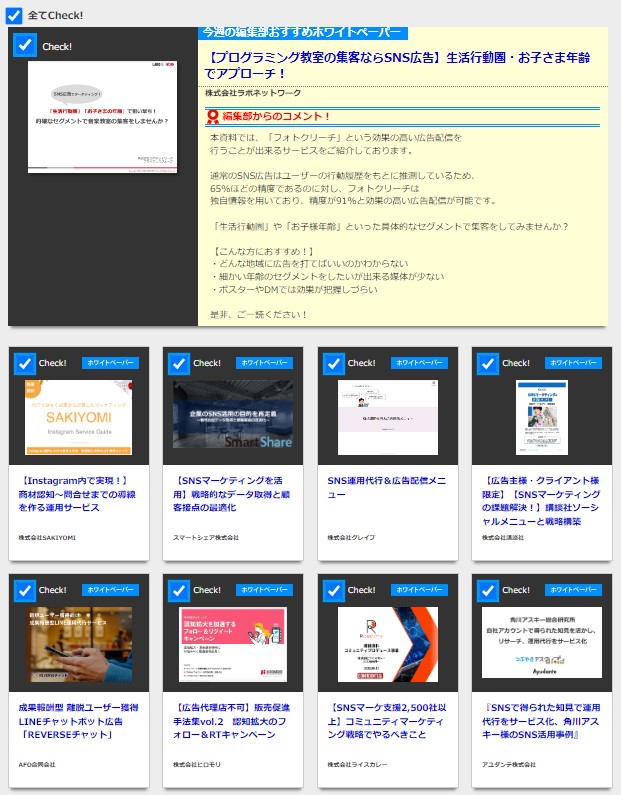 SNS運用代行企業＆支援サービス｜ホワイトペーパーのダウンロードサイト