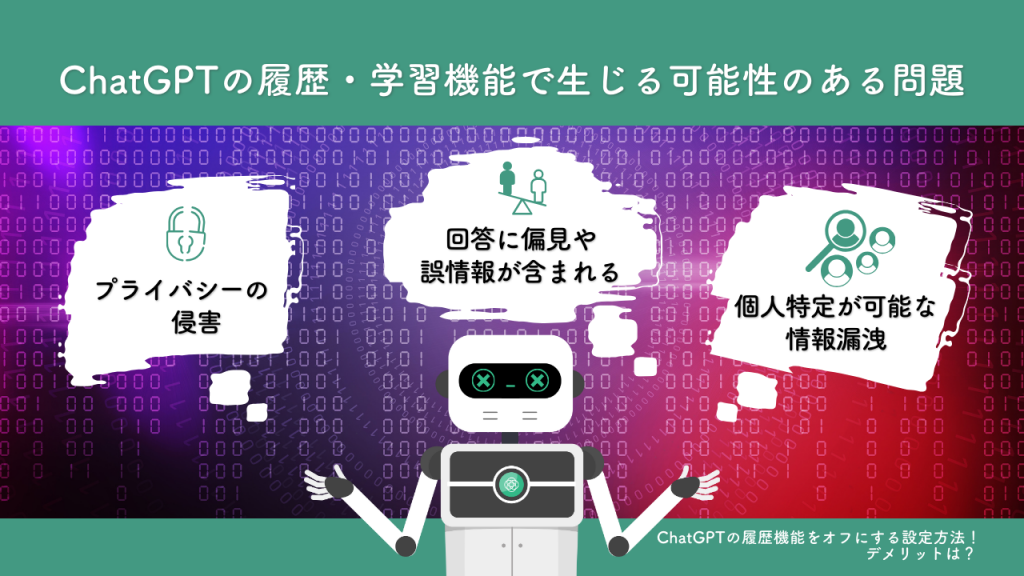 ChatGPTの履歴・学習機能で生じる可能性のある問題