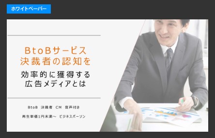 ホテルのテレビ広告でBtoBサービスの決裁者にアプローチしている様子のホワイトペーパー