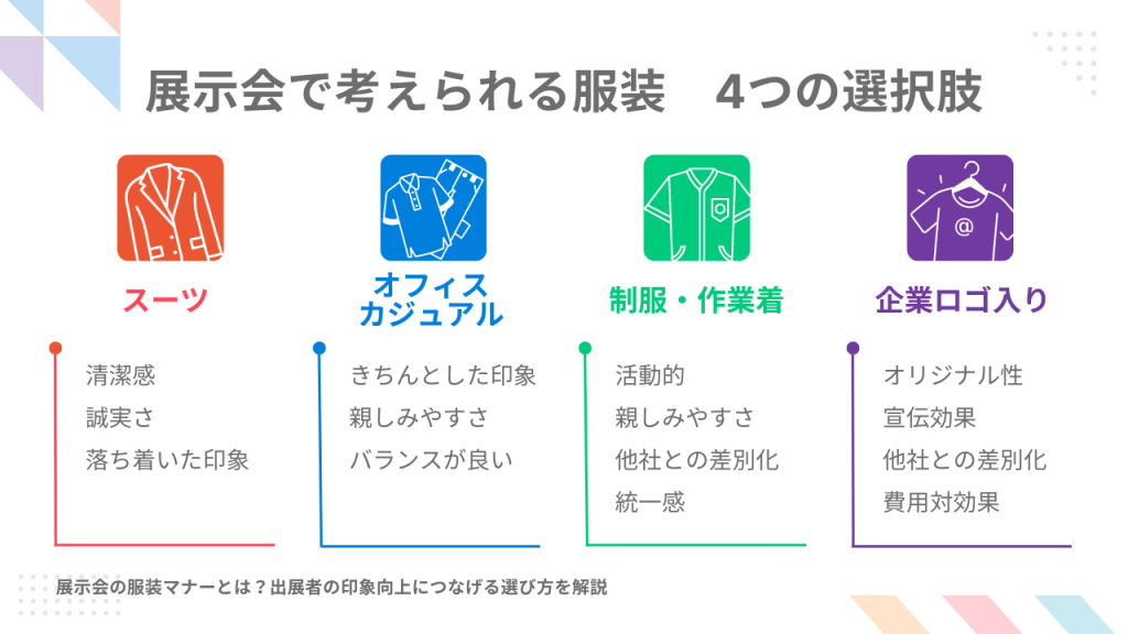 展示会で考えられる服装｜4つの選択肢